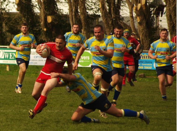 Shaun Dalling slips a tackle for Pembroke against Laugharne